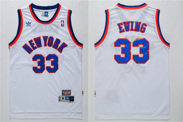 Men New York Knicks 33 Ewing White Throwback Adidas NBA Jersey